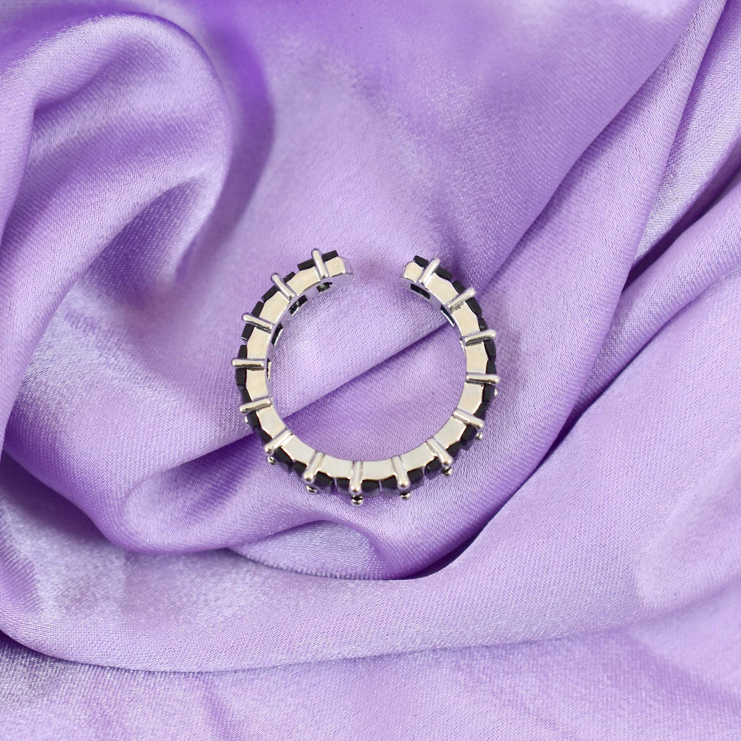 Black Cubic Tennis Ring - Silver - Salty Accessories