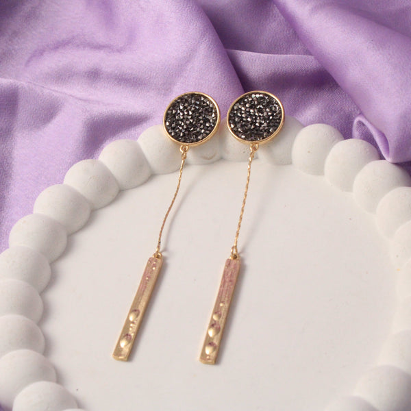 Black Golden Tassel Earrings