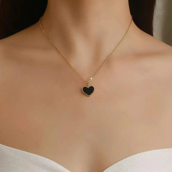 Black Heart Gold Necklace