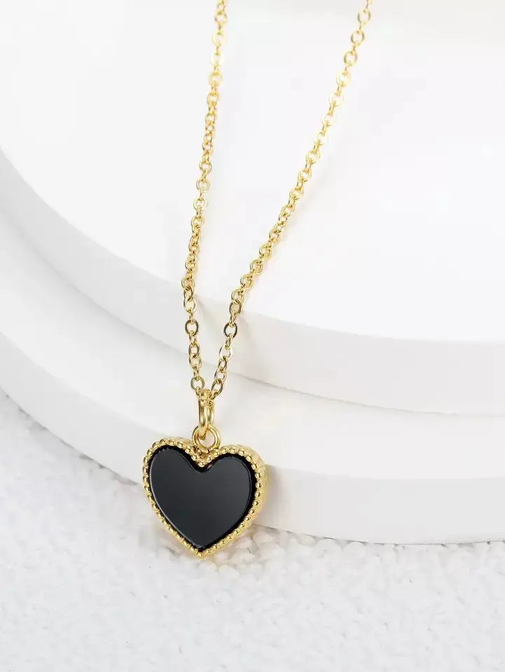 Black Heart Gold Necklace - Salty Accessories