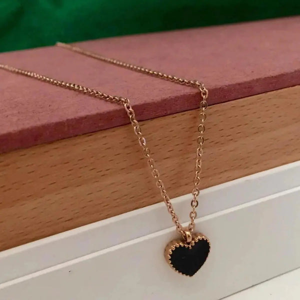 Black Heart Gold Necklace