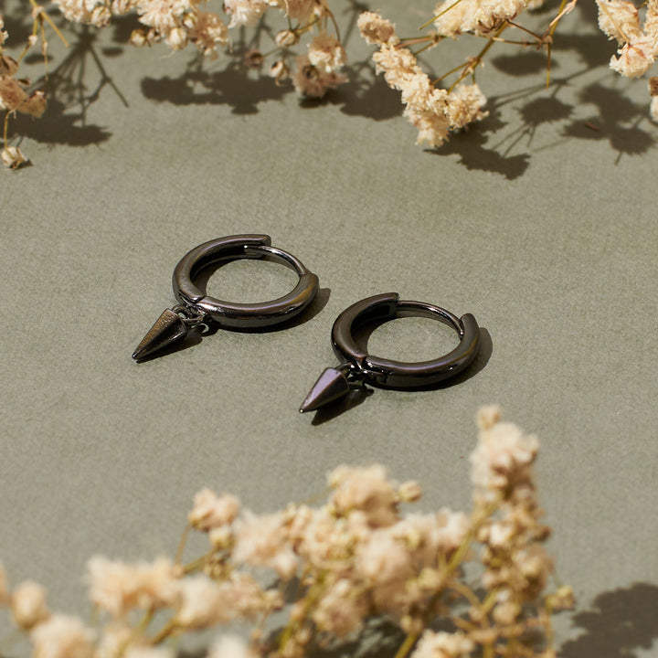 Black Sharp  Loop Hoop Earrings Salty Alpha