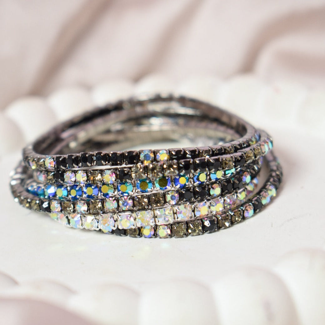 Black Tie Affair Glamour Stackable Bands (Set of 5) - Salty Accessories