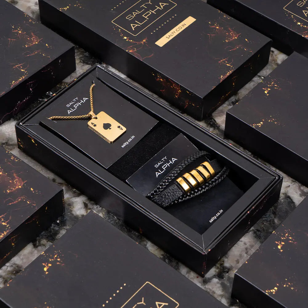 Blaze Black Monarch Mens Chain & Bracelet Combo | Salty