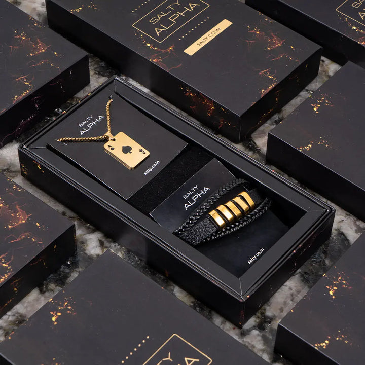 Blaze Black Monarch Mens Chain & Bracelet Combo | Salty