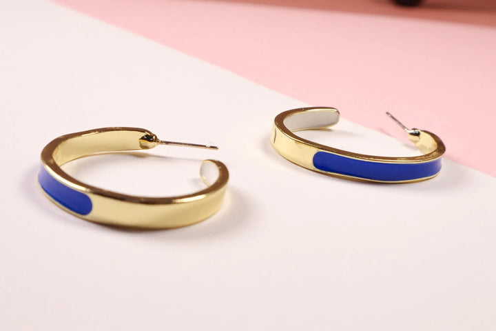 Blue And White Open Classy Hoops
