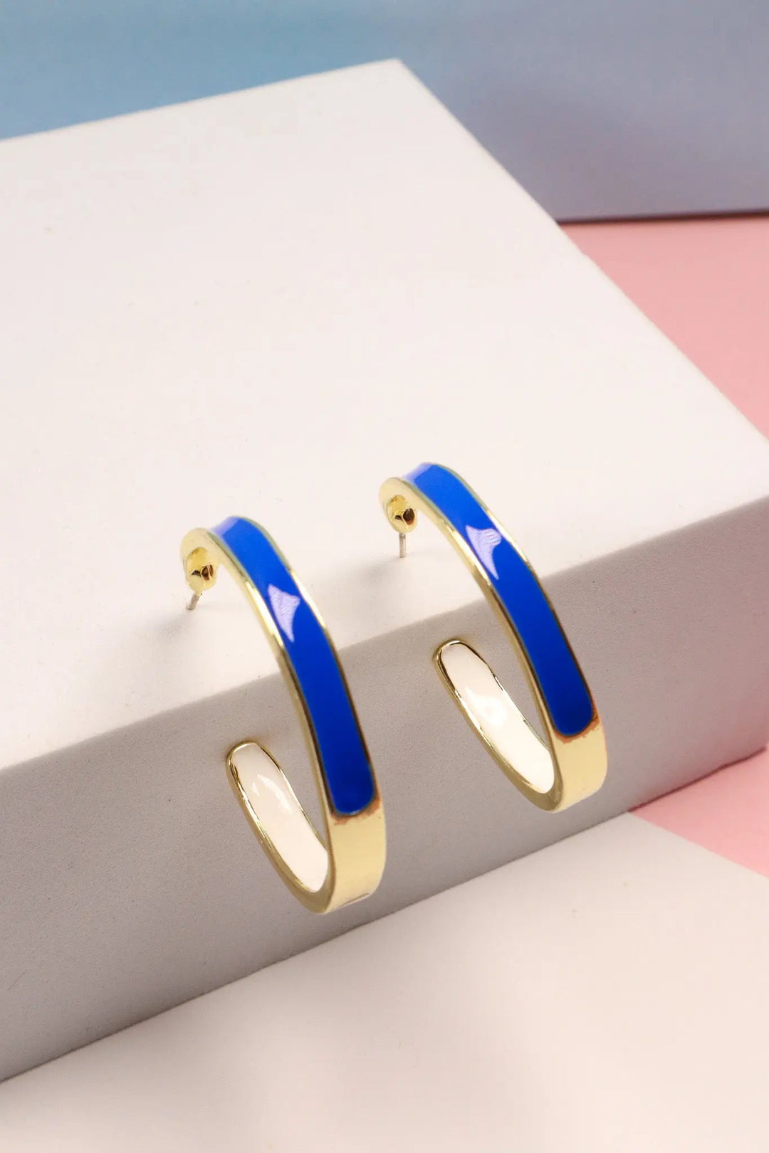 Blue And White Open Classy Hoops