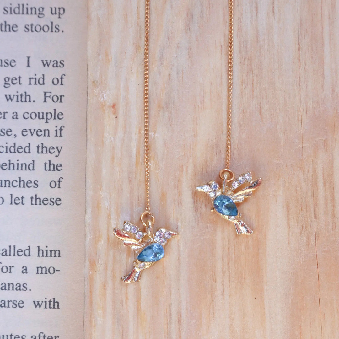 Blue Bird Threader Earrings