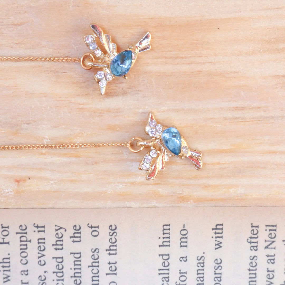 Blue Bird Threader Earrings