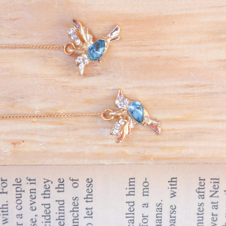 Blue Bird Threader Earrings