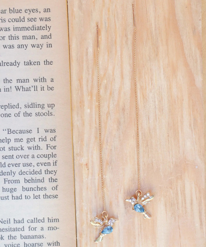 Blue Bird Threader Earrings