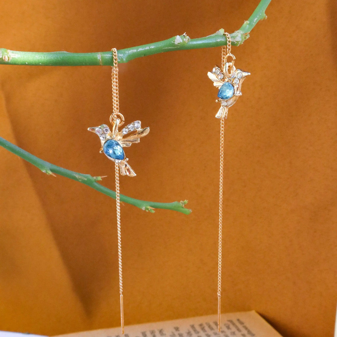 Blue Bird Threader Earrings