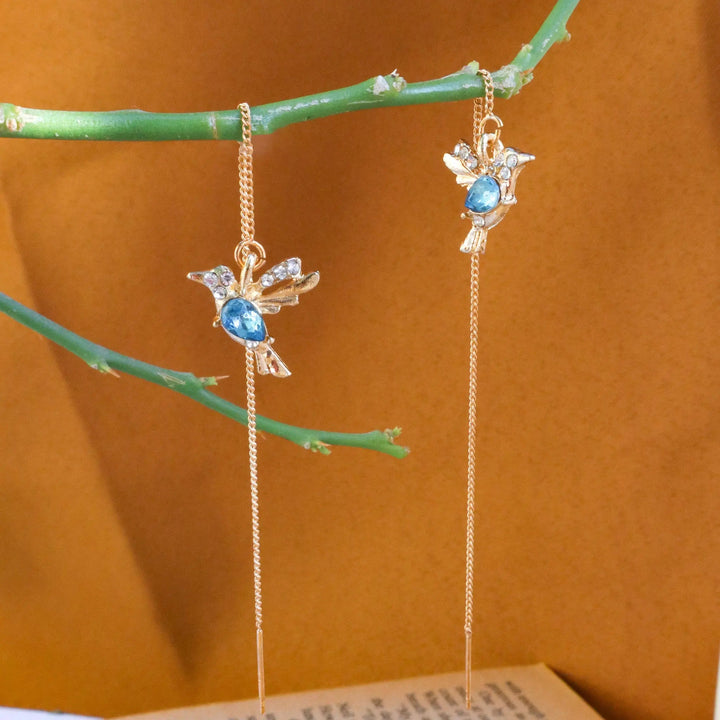 Blue Bird Threader Earrings