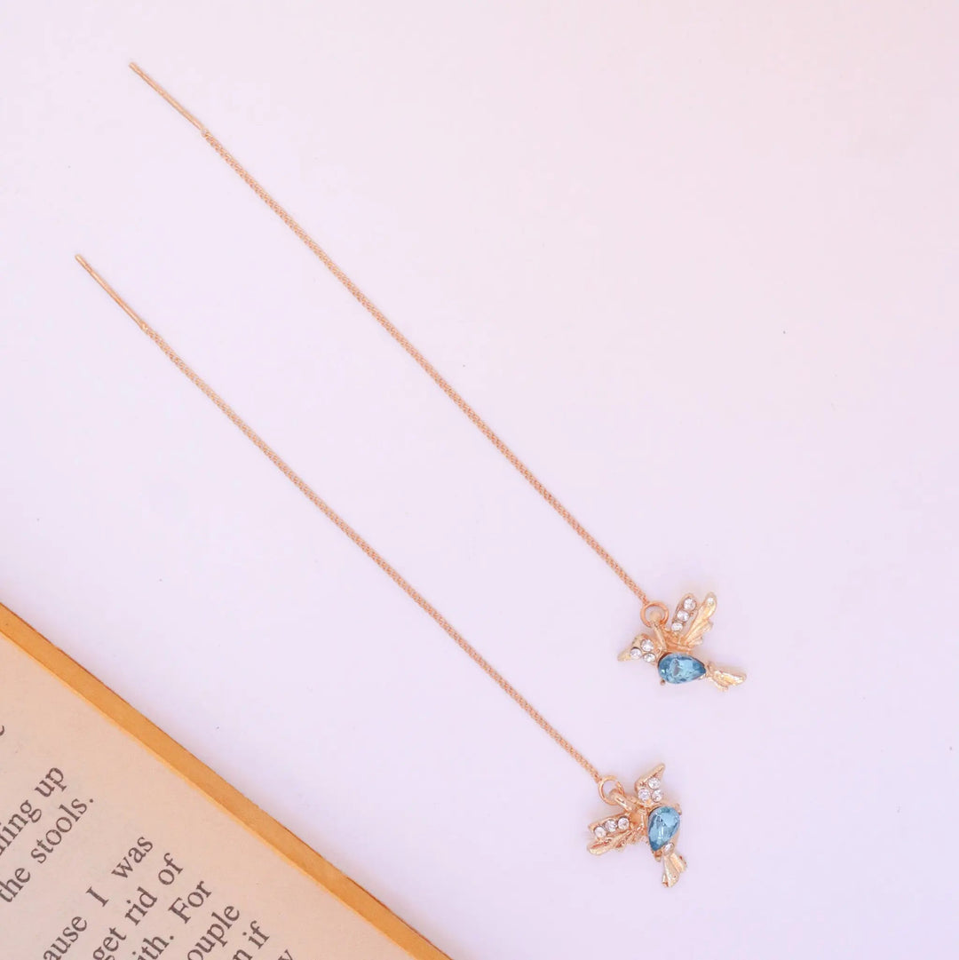 Blue Bird Threader Earrings