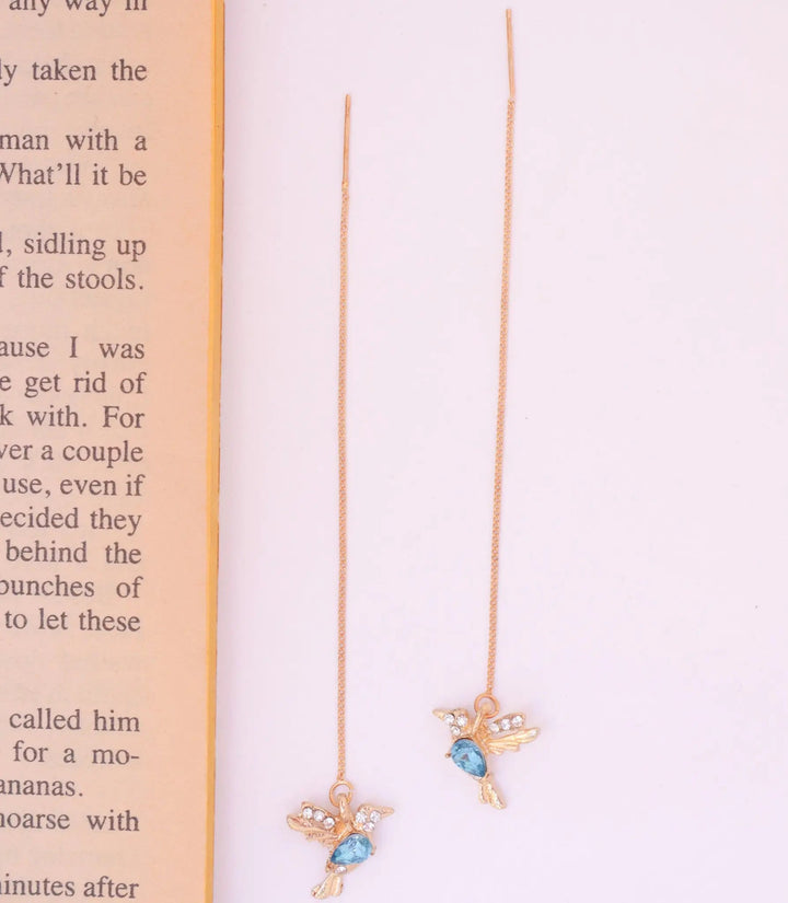 Blue Bird Threader Earrings