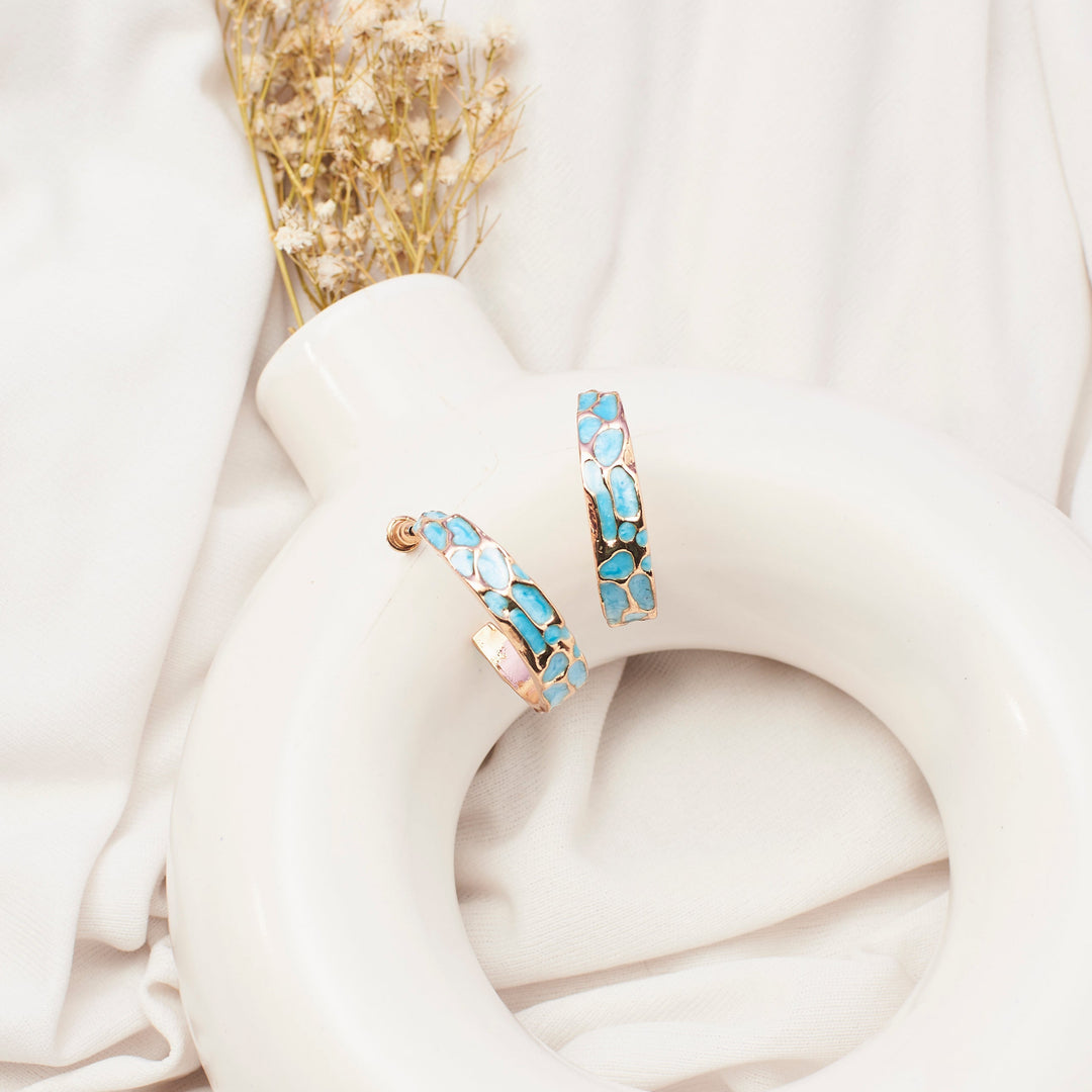 Blue Accent Minimal Hoop - Salty Accessories
