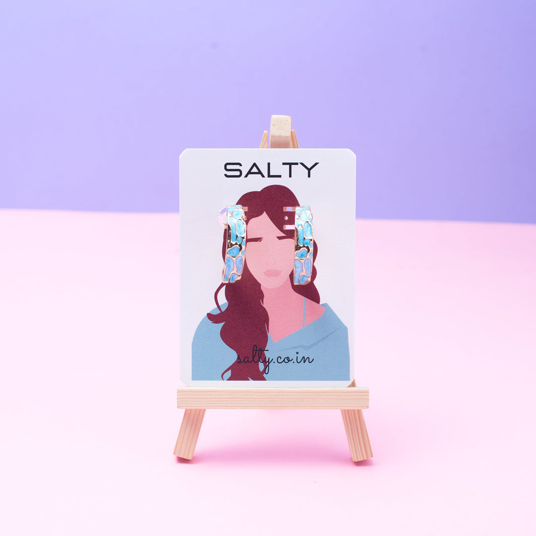 Blue Accent Minimal Hoop - Salty Accessories