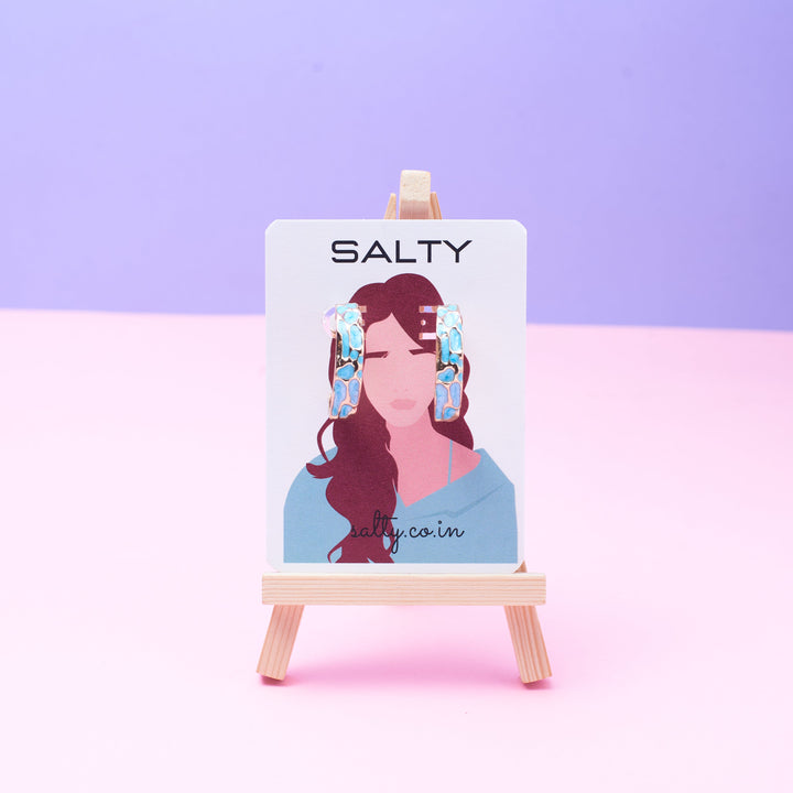 Blue Accent Minimal Hoop - Salty Accessories