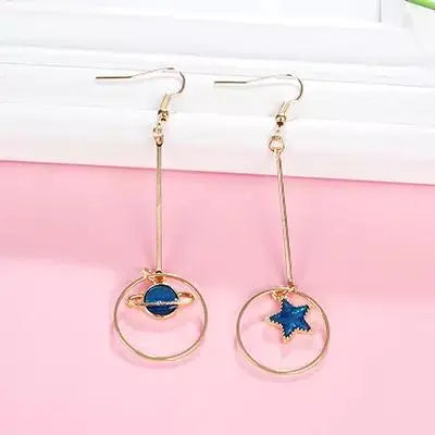 Blue Star Planet Dangle Hoop Earrings - Salty Accessories