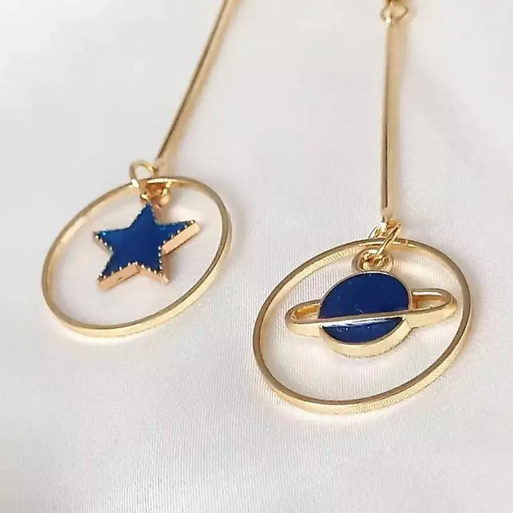 Blue Star Planet Dangle Hoop Earrings - Salty Accessories