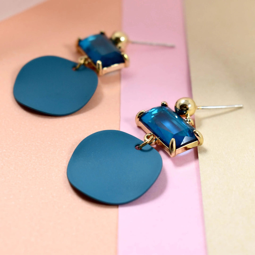 Blue Tanzanite Acrylic Round Drop Earrings - Salty Accessories