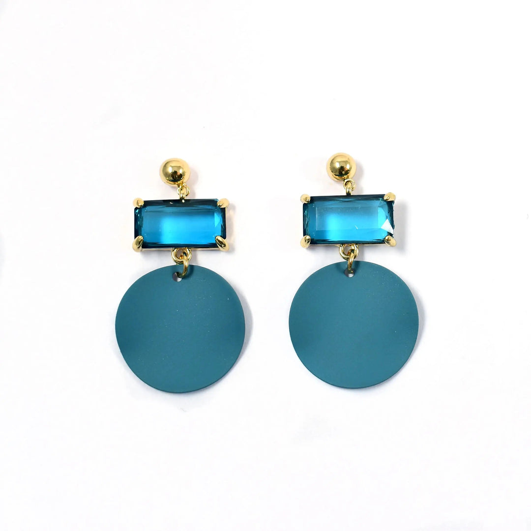 Blue Tanzanite Acrylic Round Drop Earrings - Salty Accessories