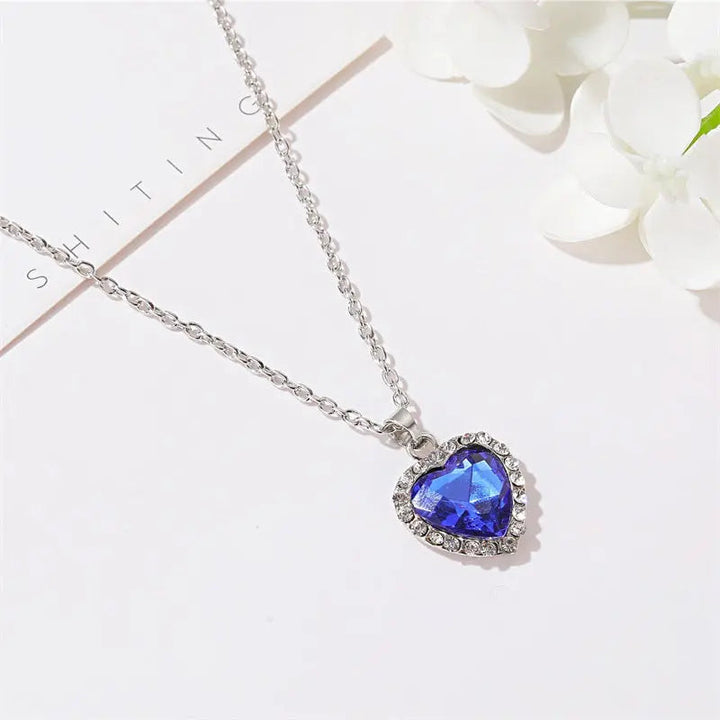 Blue Titanic Heart Shape Necklace - Salty Accessories