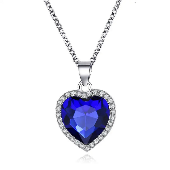 Blue Titanic Heart Shape Necklace - Salty Accessories