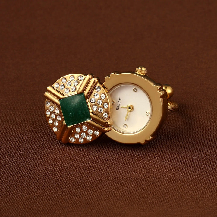 Blush Crown Watch Ring - Green | Salty