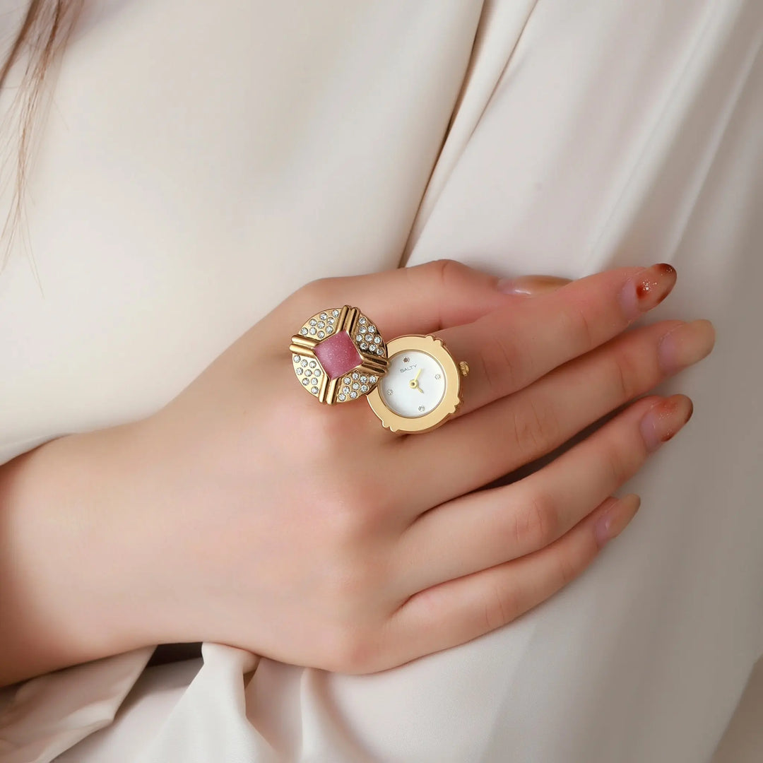 Blush Crown Watch Ring - White | Salty