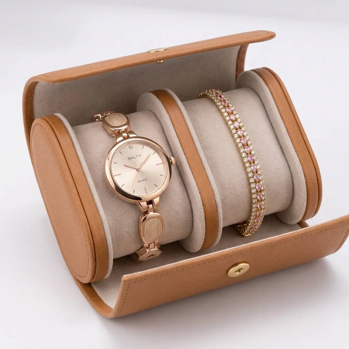 Blush Crystal Watch Bracelet Stack | Salty