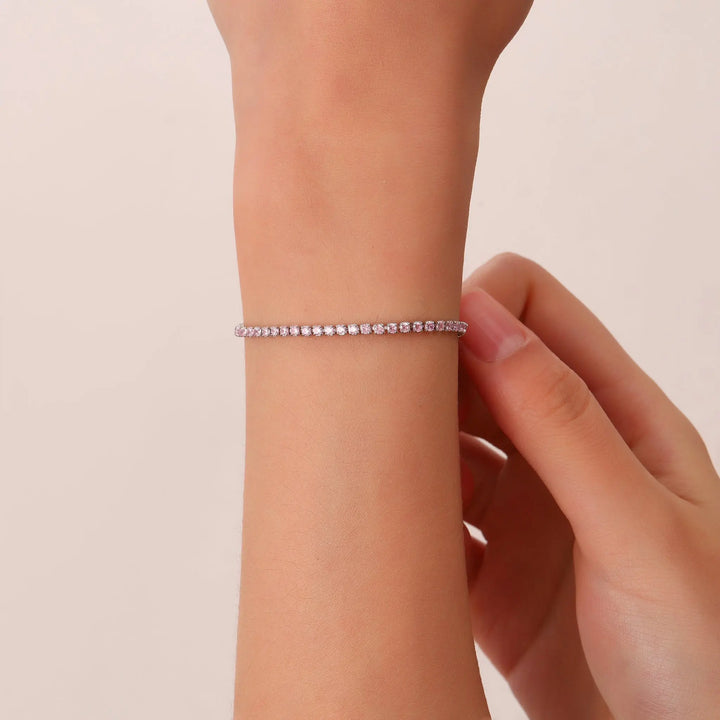 Blush Sparkling Tennis Bracelet - Silver | Salty
