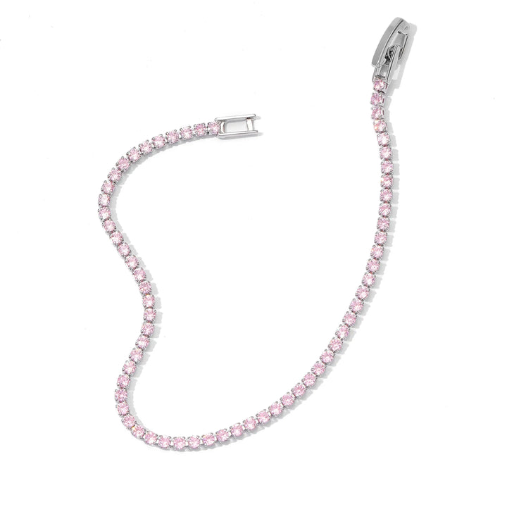 Blush Sparkling Tennis Bracelet - Silver | Salty