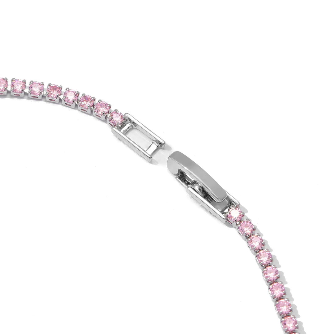 Blush Sparkling Tennis Bracelet - Silver | Salty