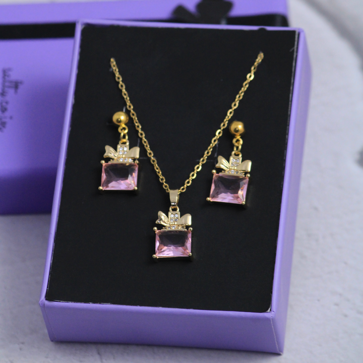 Blushing Love Earrings and Necklace Set