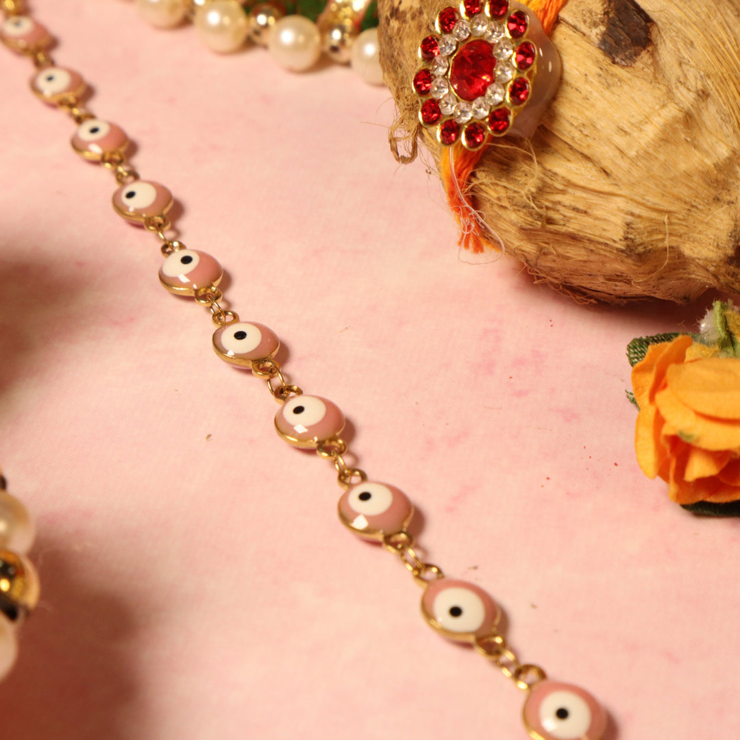 Set of 3 Multi Coloured Evil Eye Rakhi For Siblings - Salty Accessories