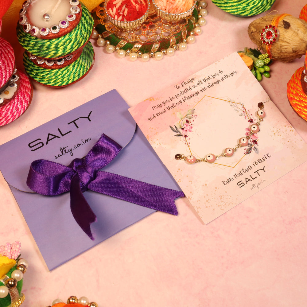 Blushing Warder Rakhi Gift Box For Sister - Salty Accessories