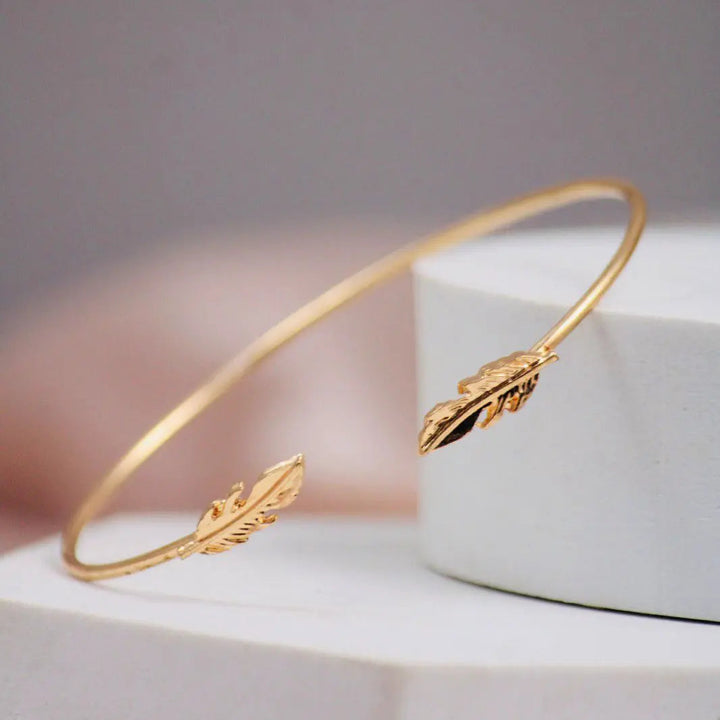 Boho Feather Golden Cuff - Salty Accessories