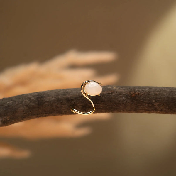 Bold Aquamarine Oval Stone Wave Ring