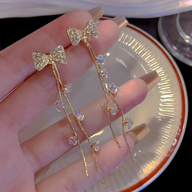 Lusty Bow Tassel Earrings - Salty Accessories