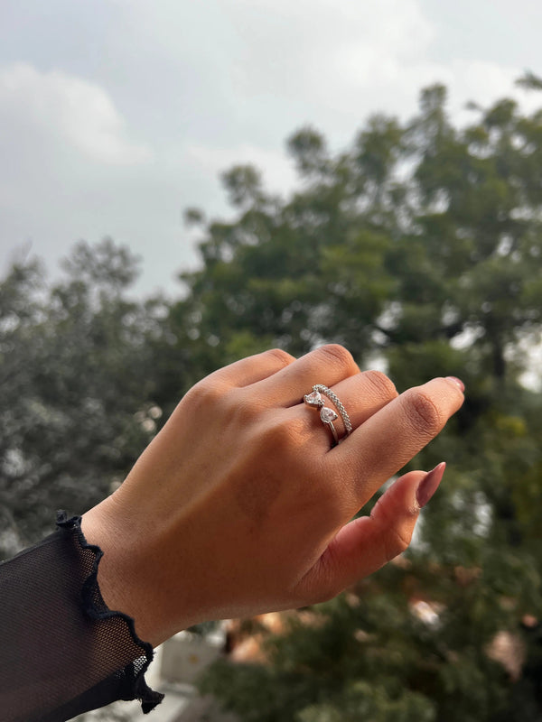 Bow stacked-effect silver ring