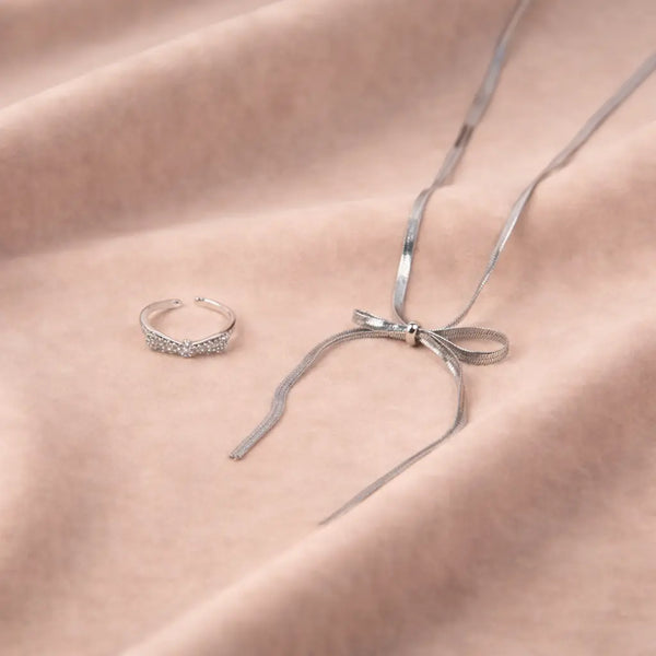 Bowtiful Sparkle Necklace and Ring Combo