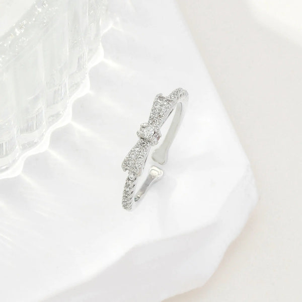 Margaret Crystal Bow Silver Ring