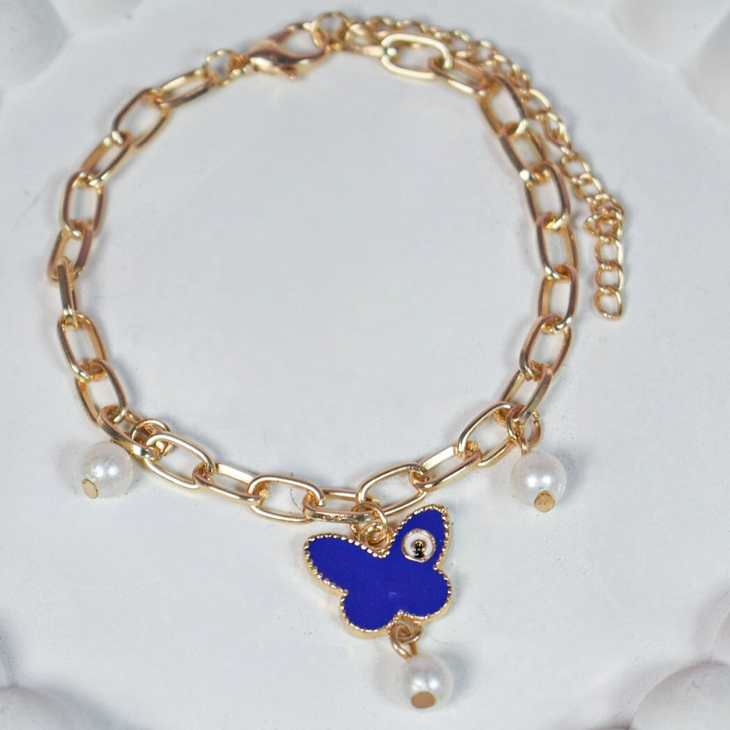 Butterfly Painted Evil Eye Bracelet
