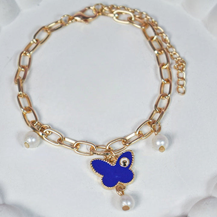 Butterfly Painted Evil Eye Bracelet