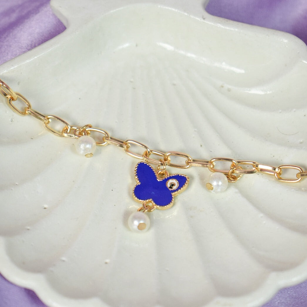 Butterfly Painted Evil Eye Bracelet