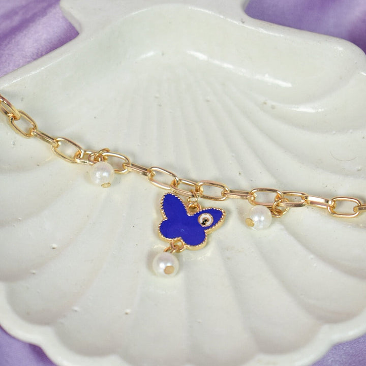 Butterfly Painted Evil Eye Bracelet