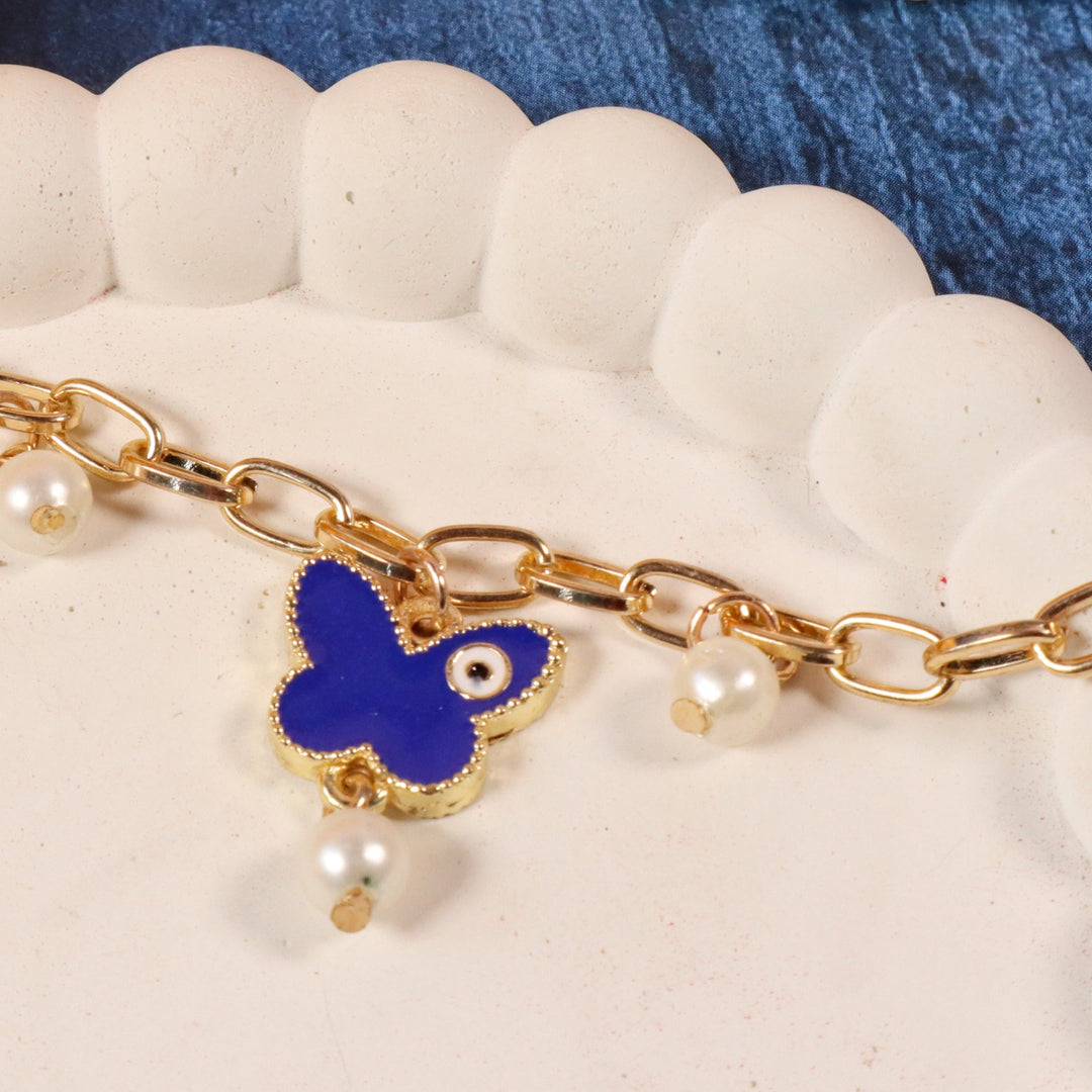 Butterfly Painted Evil Eye Bracelet