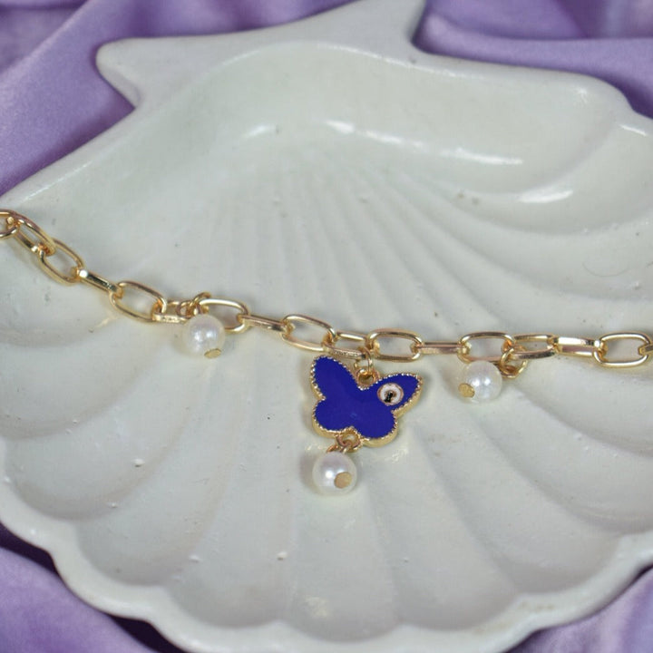 Butterfly Painted Evil Eye Bracelet