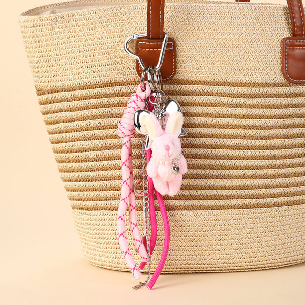 Pink Bunny Keyring Charm for Bags & Backpacks
